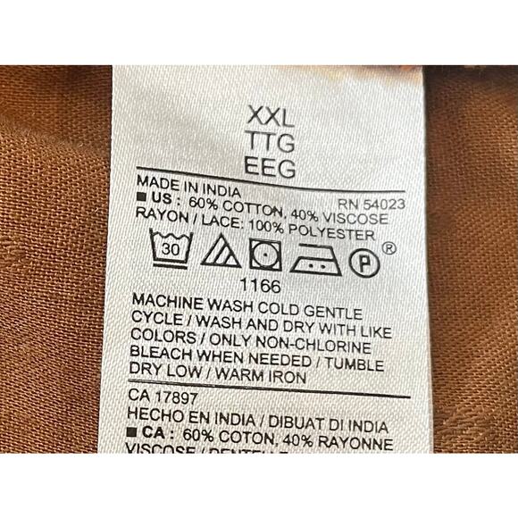 Old Navy Cotton Blend Brown Sleeveless Embroidered Swing Blouse, Size XXL - Picture 8 of 13